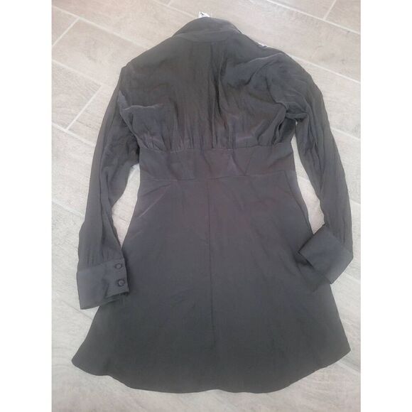 UO Urban Outfitters Phoebe Corsetted Long‎ Sleeve Shirt Dress Size Medium Black - Picture 6 of 9